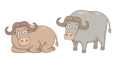Set of Buffalos. isolated on white backgroundのイラスト素材