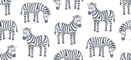 Seamless Pattern with Zebras. isolated on white backgroundのイラスト素材