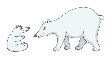 Set of Polar Bears. isolated on white backgroundのイラスト素材