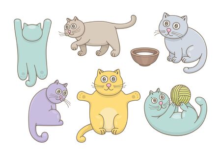 Set of Cats. isolated on white backgroundのイラスト素材