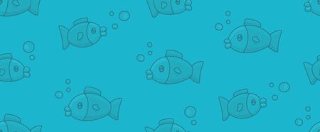 Seamless Pattern with Fish. isolated on blue backgroundのイラスト素材