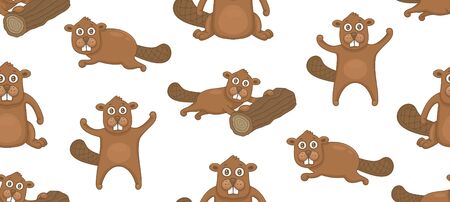 Seamless Pattern with Beavers. isolated on white backgroundのイラスト素材