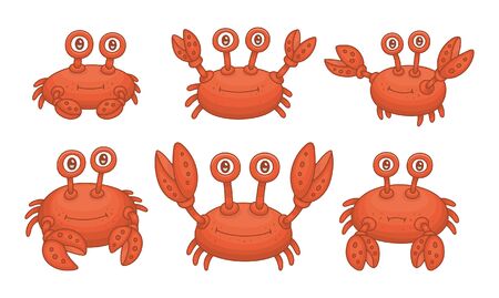 Set of Crabs. isolated on white backgroundのイラスト素材