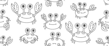 Seamless Pattern with Crabs. isolated on white backgroundのイラスト素材