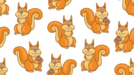 Seamless Pattern with Squirrels. isolated on white backgroundのイラスト素材