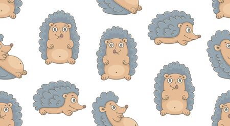 Seamless Pattern with Hedgehogs. isolated on white backgroundのイラスト素材