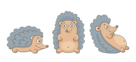 Set of Hedgehogs. isolated on white backgroundのイラスト素材