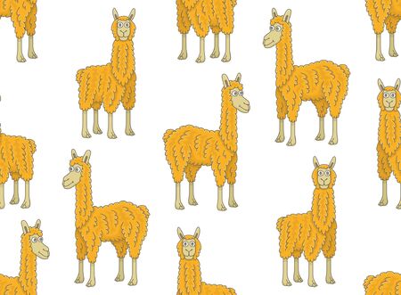 Seamless Pattern with Llamas. isolated on white backgroundのイラスト素材