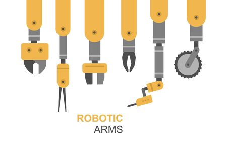 Robotic arms, hands. Banner design. isolated on white backgroundのイラスト素材