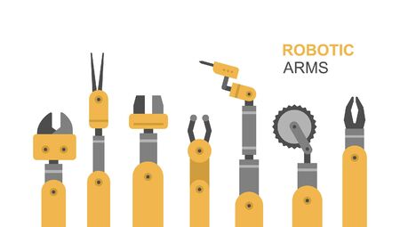 Robotic arms, hands. Banner design. isolated on white backgroundのイラスト素材
