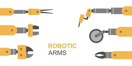 Robotic arms, hands. Banner design. isolated on white backgroundのイラスト素材