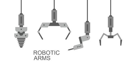 Robotic arms, hands. Banner design. isolated on white backgroundのイラスト素材