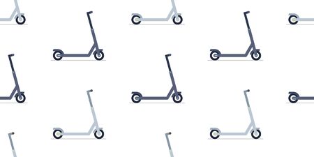 Seamless pattern with Electric scooter. isolated on white backgroundのイラスト素材