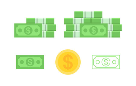 Set of banknotes dollar. isolated on white backgroundのイラスト素材