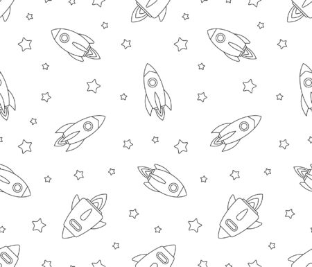 Seamless pattern with Rockets. isolated on white backgroundのイラスト素材
