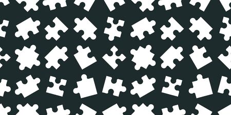 Seamless pattern with Puzzle. Flat Style. isolated on Black backgroundのイラスト素材