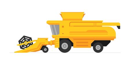 Combine harvester. Rural industrial farm technics. flat style. isolated on white backgroundのイラスト素材