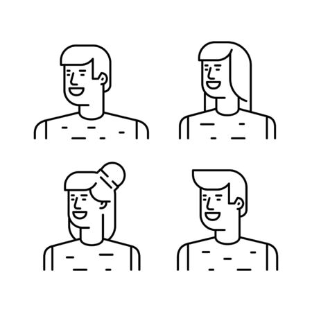 Avatar profile icon. Portrait or Person Head. outline style. isolated on white backgroundのイラスト素材