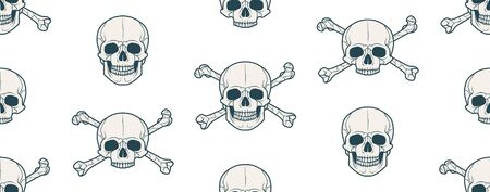 Seamless pattern with skull. isolated on white backgroundのイラスト素材