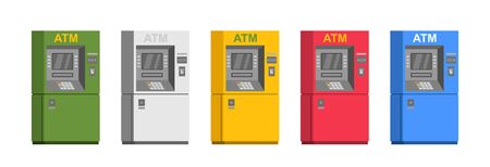 Set of bank ATM machines. flat style. isolated on white backgroundのイラスト素材