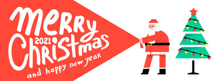 Santa Claus with a huge bag. Flat Style. isolated on white backgroundのイラスト素材