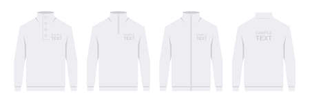 Men's Sweatshirt White. Men's blank sweatshirt template, front and back view. isolated on white backgroundのイラスト素材