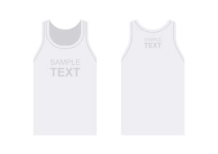Men's White tank top. Men's sleeveless tank top in front and back views. isolated on white backgroundのイラスト素材