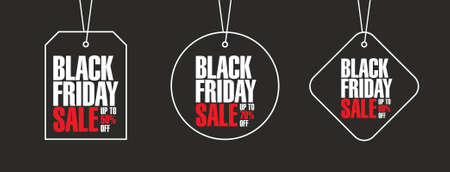 Black Friday Banners. Sale tags on the black backgroundのイラスト素材