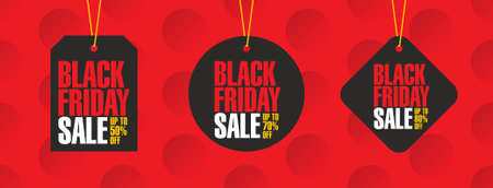 Black Friday Banners. Sale tags on the red backgroundのイラスト素材