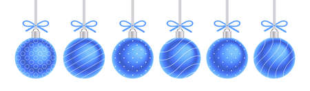 Blue Christmas balls. Holiday decoration template. Flat Styleのイラスト素材