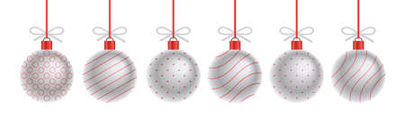 White Christmas balls. Holiday decoration template. Flat Styleのイラスト素材