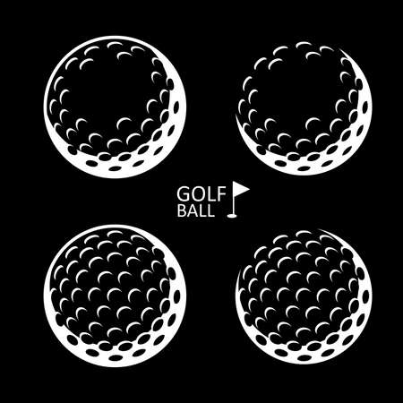 Golf ball. Golfer sports equipment. flat style. isolated on black backgroundのイラスト素材