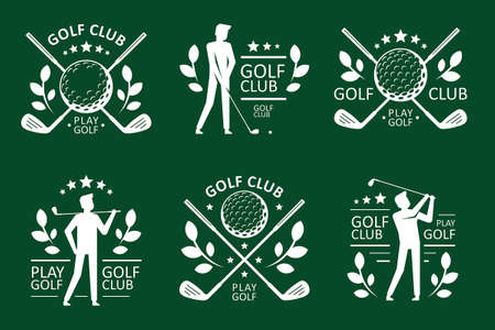 Golf club  . Golfer sports equipment. flat style. isolated on green backgroundのイラスト素材