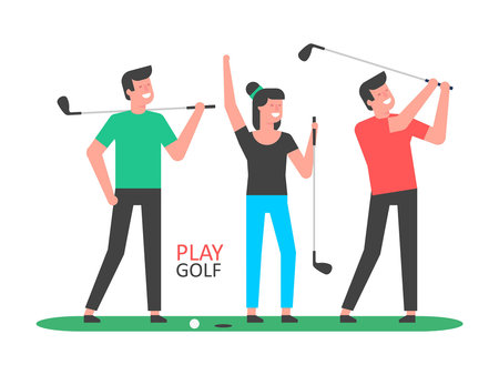 Golf player. Golfer sports equipment. flat style. isolated on white backgroundのイラスト素材
