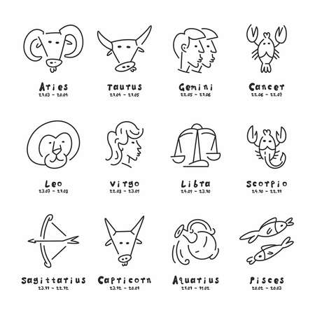 Set of astrological zodiac symbols. horoscope zodiac signsのイラスト素材