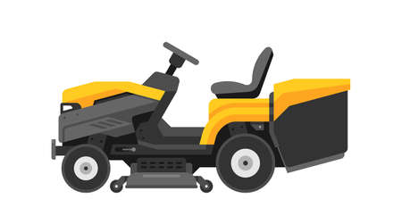 Tractor lawn mower. flat style. isolated on white backgroundのイラスト素材