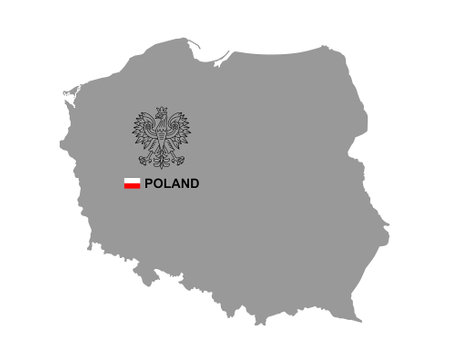 Poland map with coat of arms. isolated on white backgroundのイラスト素材