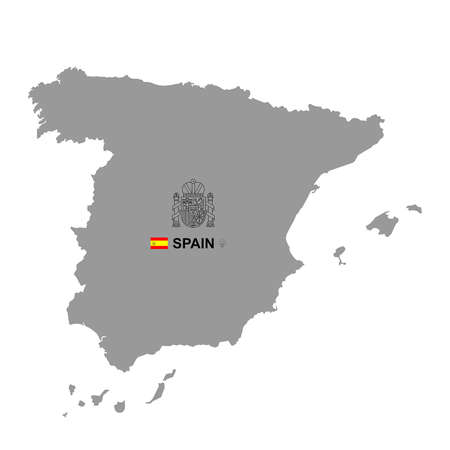 Spain map with coat of arms. isolated on white backgroundのイラスト素材