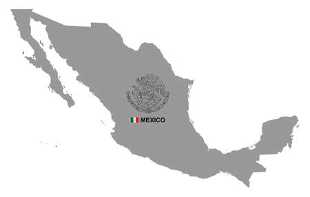 Mexico map with coat of arms. isolated on white backgroundのイラスト素材
