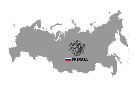 Russia map with coat of arms. isolated on white backgroundのイラスト素材
