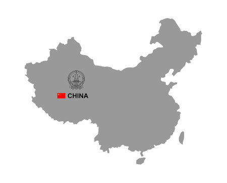 China map with coat of arms. isolated on white backgroundのイラスト素材