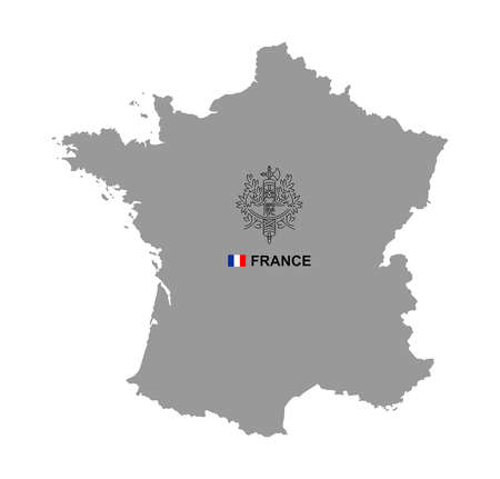 France map with coat of arms. isolated on white backgroundのイラスト素材