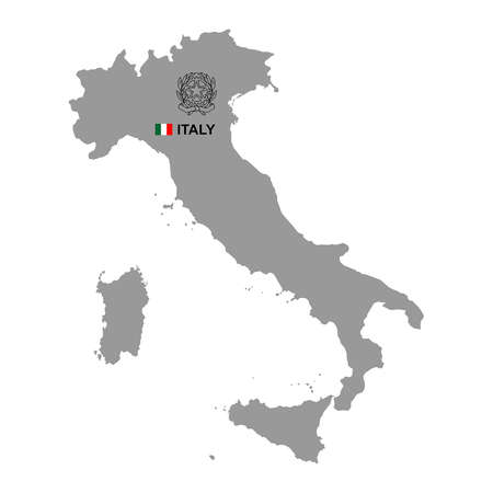 Italy map with coat of arms. isolated on white backgroundのイラスト素材