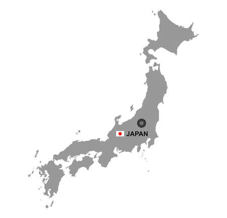 Japan map with coat of arms. isolated on white backgroundのイラスト素材