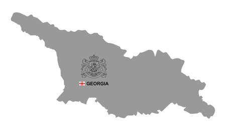 Georgia map with coat of arms. isolated on white backgroundのイラスト素材