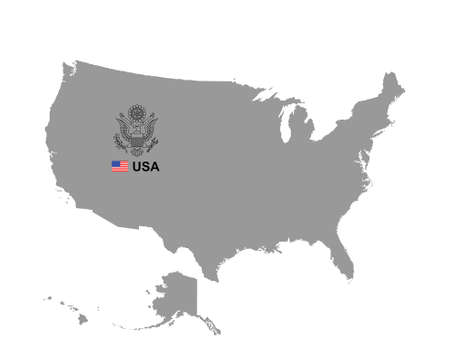 USA map with coat of arms. isolated on white backgroundのイラスト素材