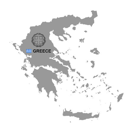 Greece map with coat of arms. isolated on white backgroundのイラスト素材