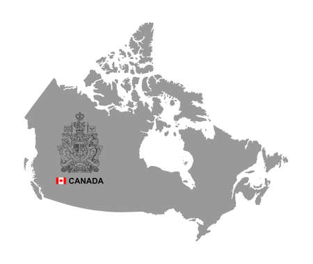 Canada map with coat of arms. isolated on white backgroundのイラスト素材