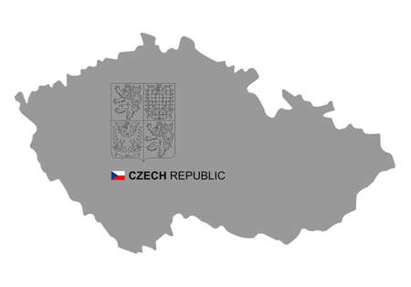 Czech Republic map with coat of arms. isolated on white backgroundのイラスト素材