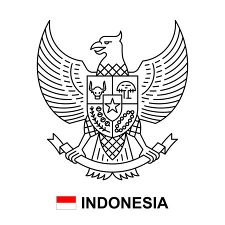 Coat of arms of Indonesia. isolated on white backgroundのイラスト素材